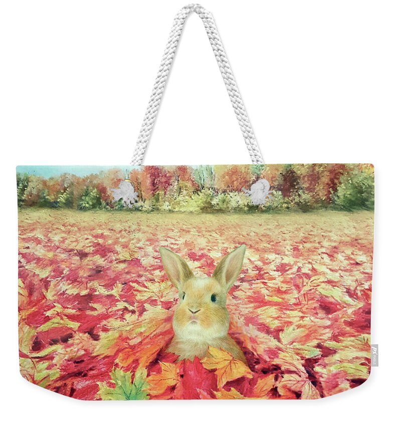 Autumn Weekender Tote Bag featuring the pastel Buried in Autumn Blessings  by Yoonhee Ko