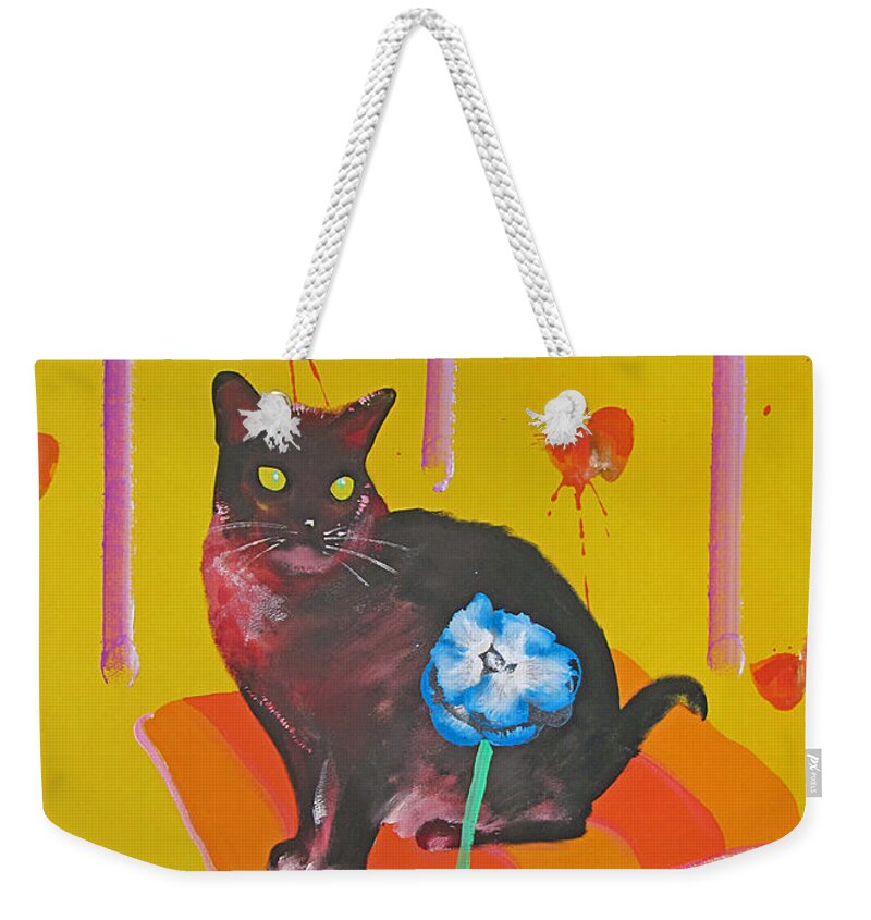 Burmese Cat Weekender Tote Bag featuring the painting Burmese Cat on a Cushion by Charles Stuart