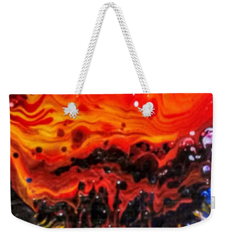 Burn Weekender Tote Bag featuring the painting Burning Flame by Anna Adams