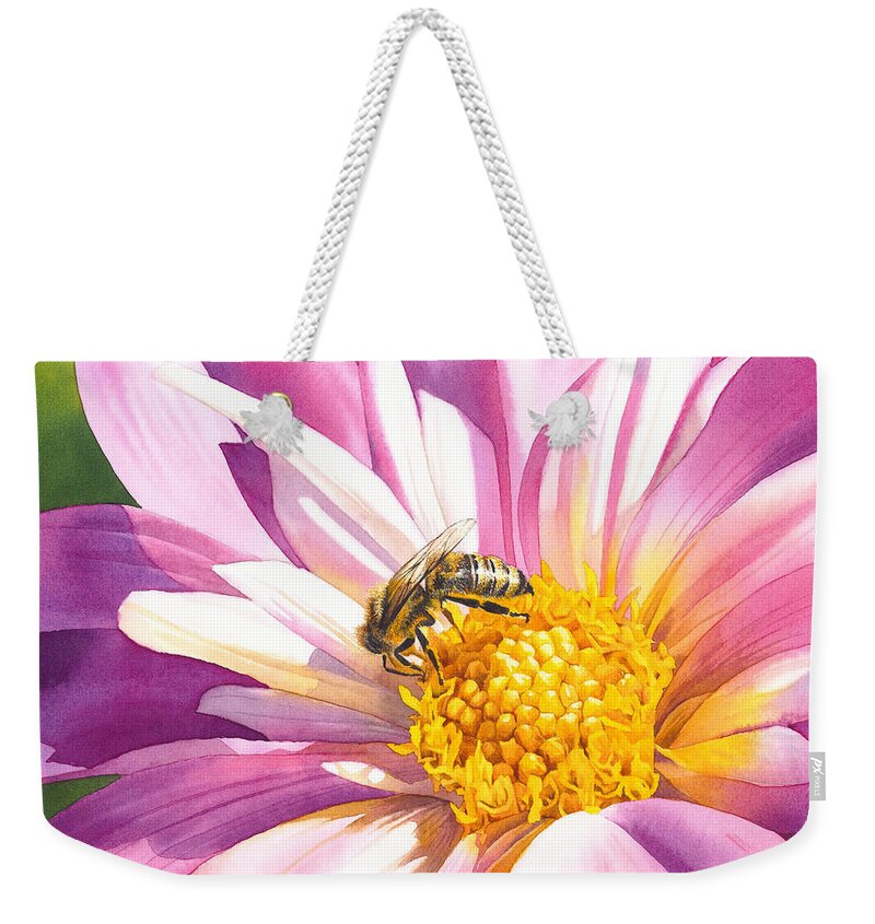 Bee Weekender Tote Bag featuring the painting Busy Bee by Espero Art