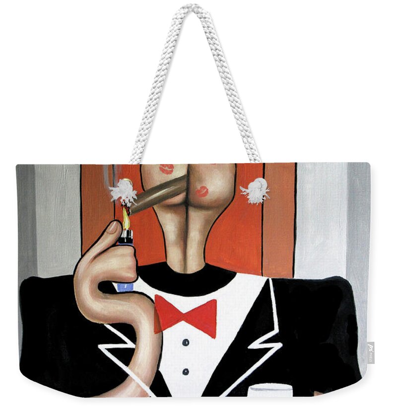 Butthead Weekender Tote Bag featuring the painting Butthead by Anthony Falbo