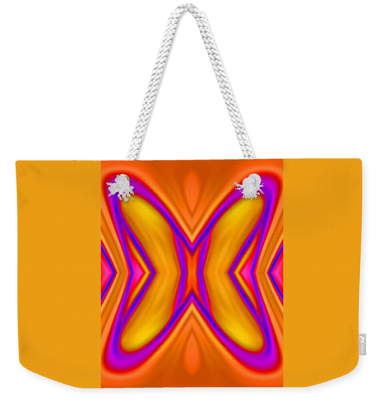 Abstract Art Weekender Tote Bag featuring the digital art Butterfly Abstract Mango by Ronald Mills