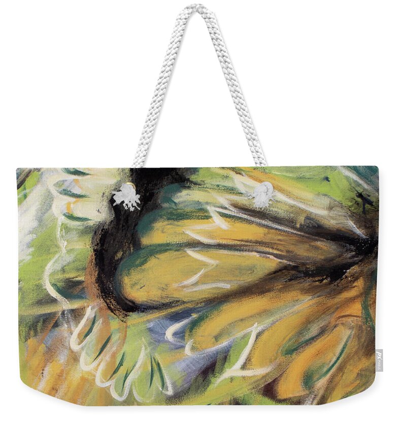 Butterfly Weekender Tote Bag featuring the painting Butterfly Abstract by Pamela Schwartz