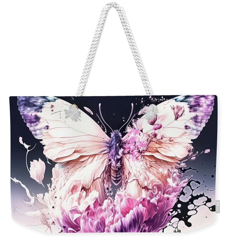 Butterfly Weekender Tote Bag featuring the painting Butterfly Emerging by Tina LeCour