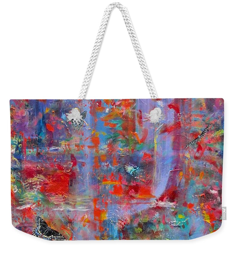 Butterfly Weekender Tote Bag featuring the painting Butterfly Euphoria by Pamela Kirkham