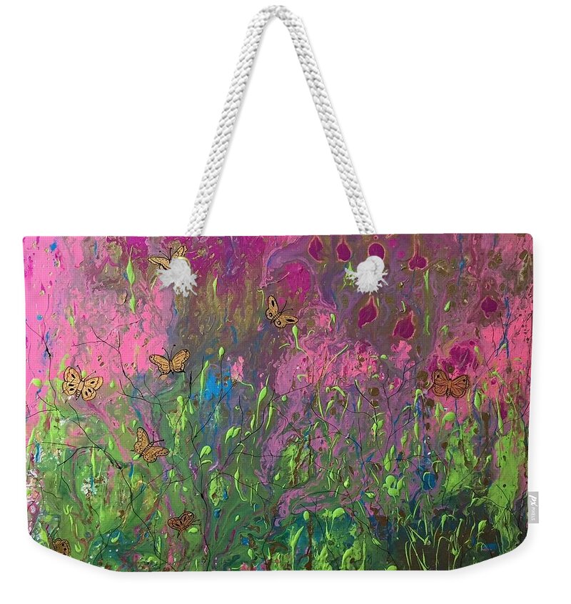Butterflies Weekender Tote Bag featuring the painting Butterfly Garden by Barbara Landry