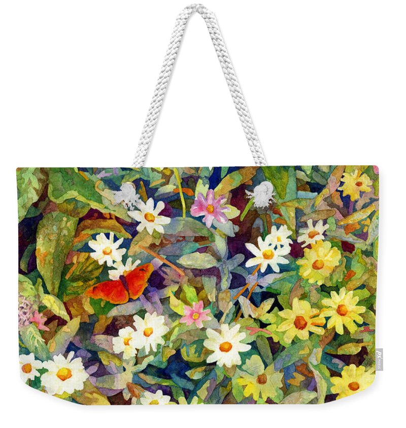 Flowers Weekender Tote Bag featuring the painting Butterfly Garden by Hailey E Herrera
