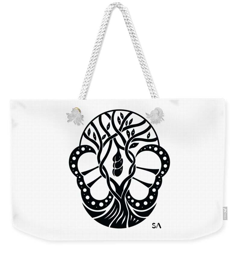 Black And White Weekender Tote Bag featuring the digital art Butterfly by Silvio Ary Cavalcante