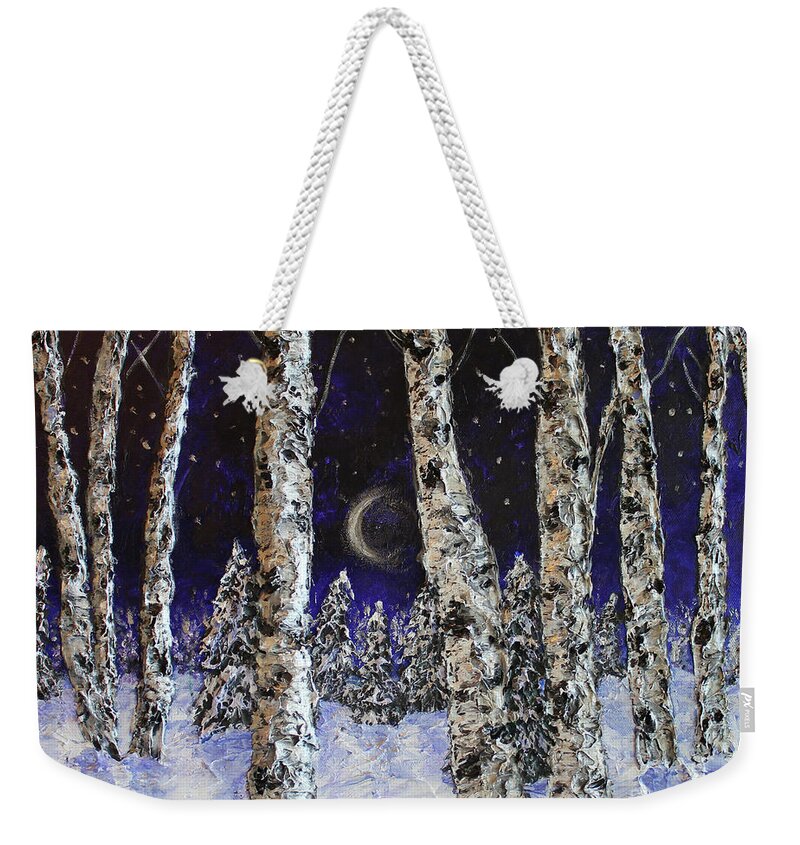 Art Weekender Tote Bag featuring the painting By the Light of the Silvery Moon SOLD by Linda Donlin