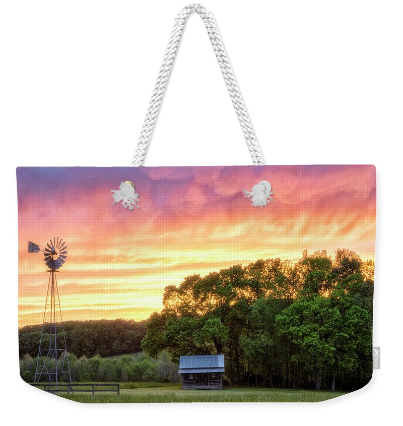 Cabin Weekender Tote Bag featuring the photograph Cabin Sunset by Russell Pugh