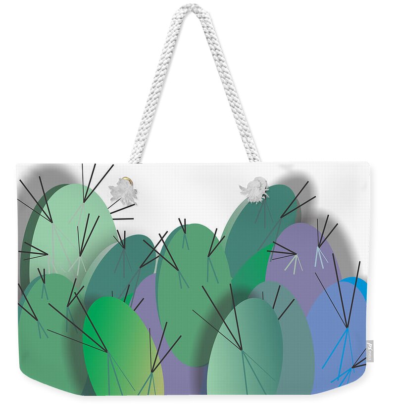 Cactus Weekender Tote Bag featuring the digital art Cacti Gathering by Ted Clifton