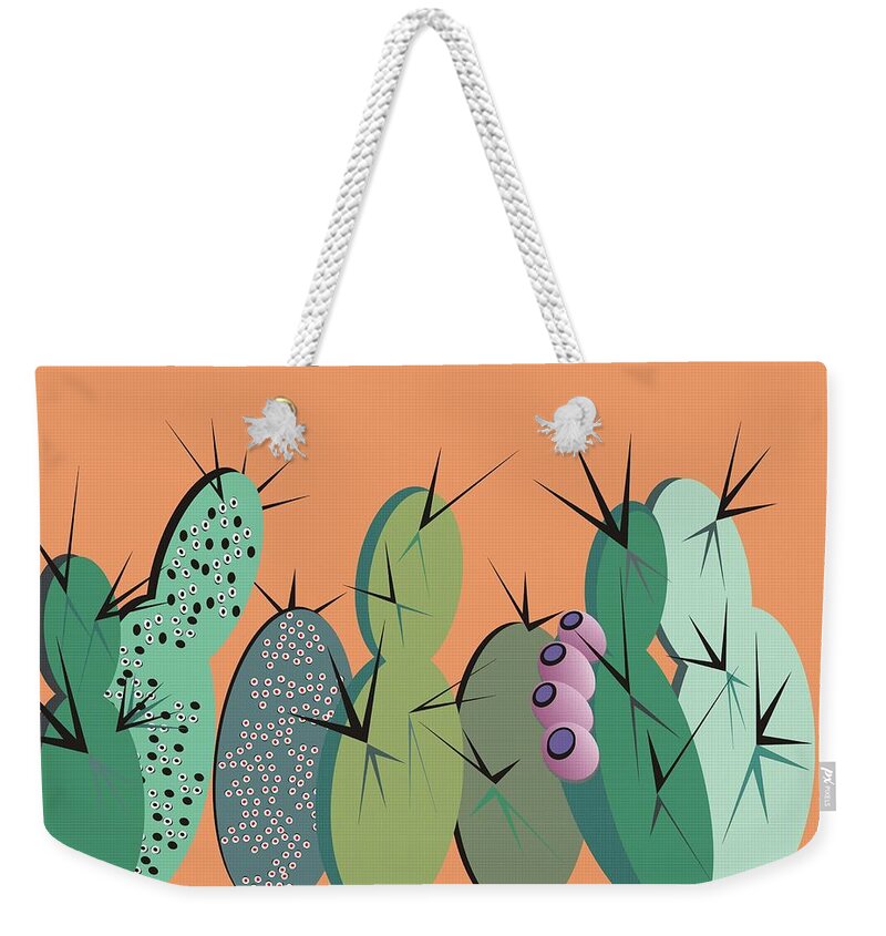 Cactus Weekender Tote Bag featuring the digital art Cactus Party by Ted Clifton