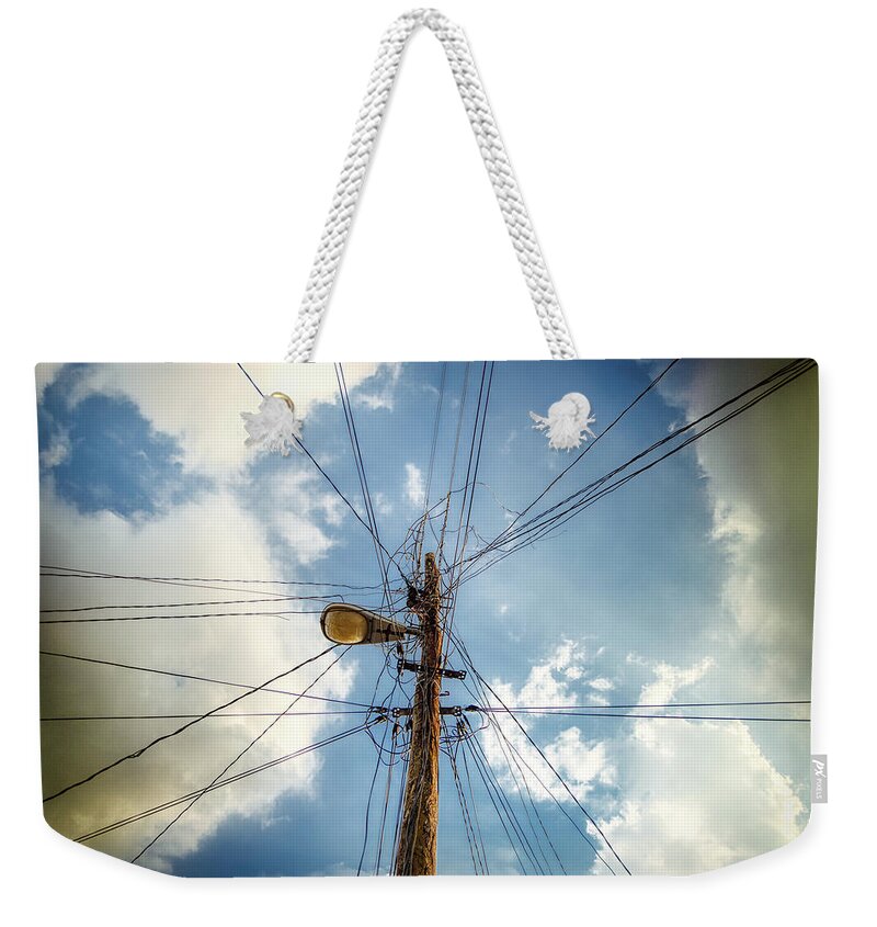 Wires Weekender Tote Bag featuring the photograph Caged by Micah Offman