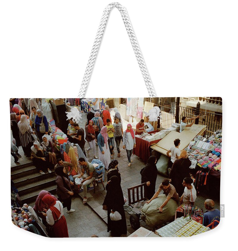 Islamic Cairo Weekender Tote Bag featuring the photograph Cairo Bazaar by Shaun Higson