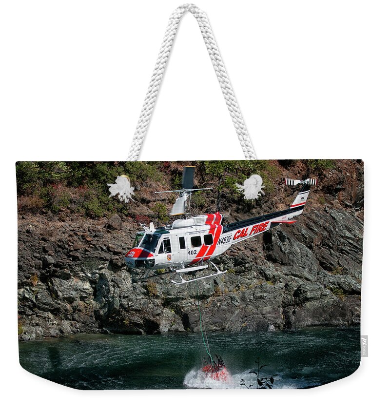 Betty Depee Weekender Tote Bag featuring the photograph Cal Fire Helicopter by Betty Depee