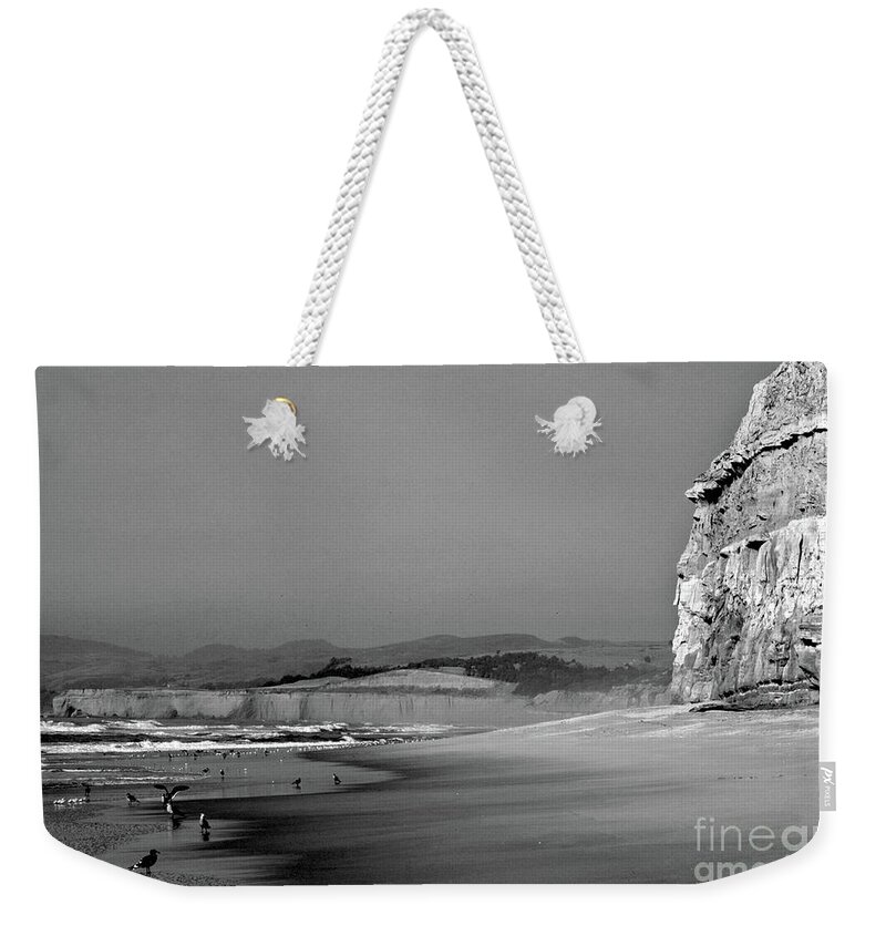 Shoreline Weekender Tote Bag featuring the photograph California Beach by Kimberly Blom-Roemer