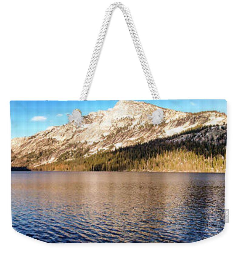 California Weekender Tote Bag featuring the photograph California Mountains Cold Lake Waters panorama by Dan Carmichael