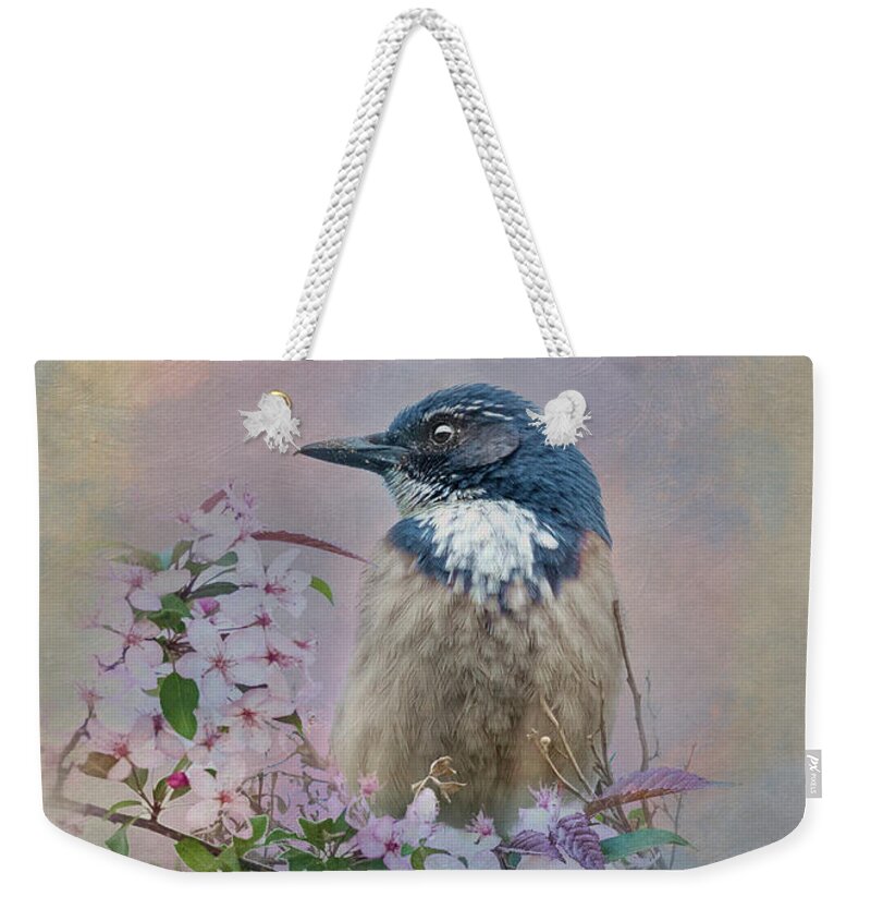 Bird Weekender Tote Bag featuring the photograph California Scrub Jay - Painterly by Patti Deters