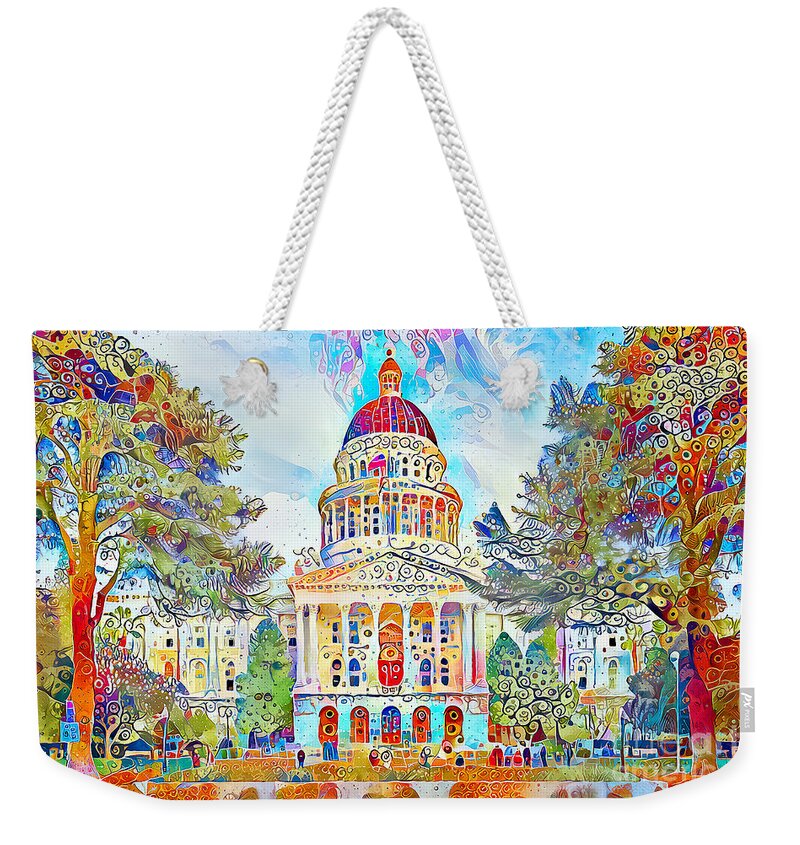 Wingsdomain Weekender Tote Bag featuring the photograph California State Capitol in Contemporary Whimsical Motif 20210205 by Wingsdomain Art and Photography