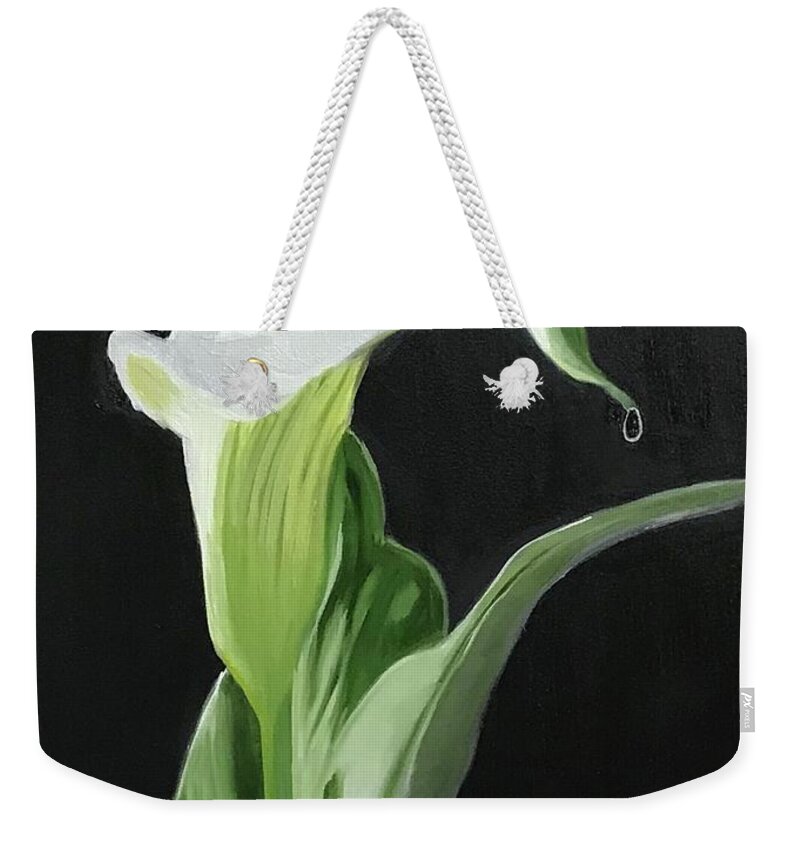 Original Art Work Weekender Tote Bag featuring the painting Calla Lily by Theresa Honeycheck