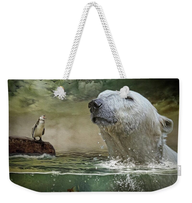 Polar Bear Weekender Tote Bag featuring the digital art Calling Out by Maggy Pease