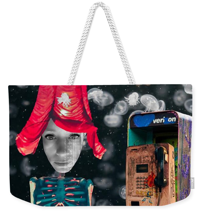 Collage Weekender Tote Bag featuring the digital art Calling the universe by Tanja Leuenberger