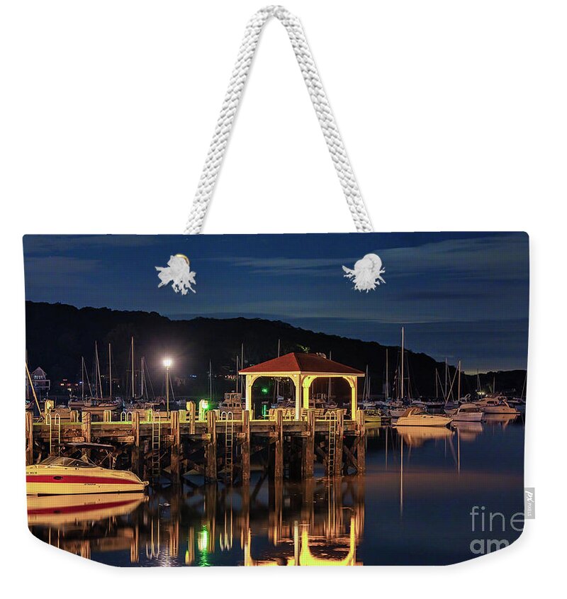Northport Harbor Weekender Tote Bag featuring the photograph Calm Morning in Northport Harbor by Sean Mills