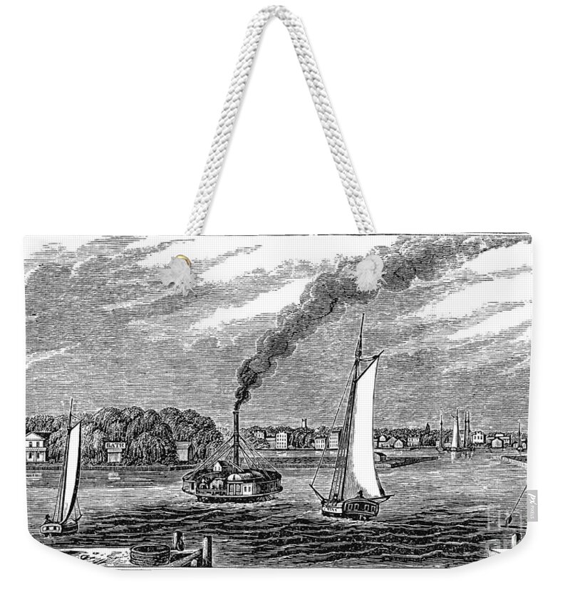 1844 Weekender Tote Bag featuring the drawing Camden, New Jersey, 1844 by Granger