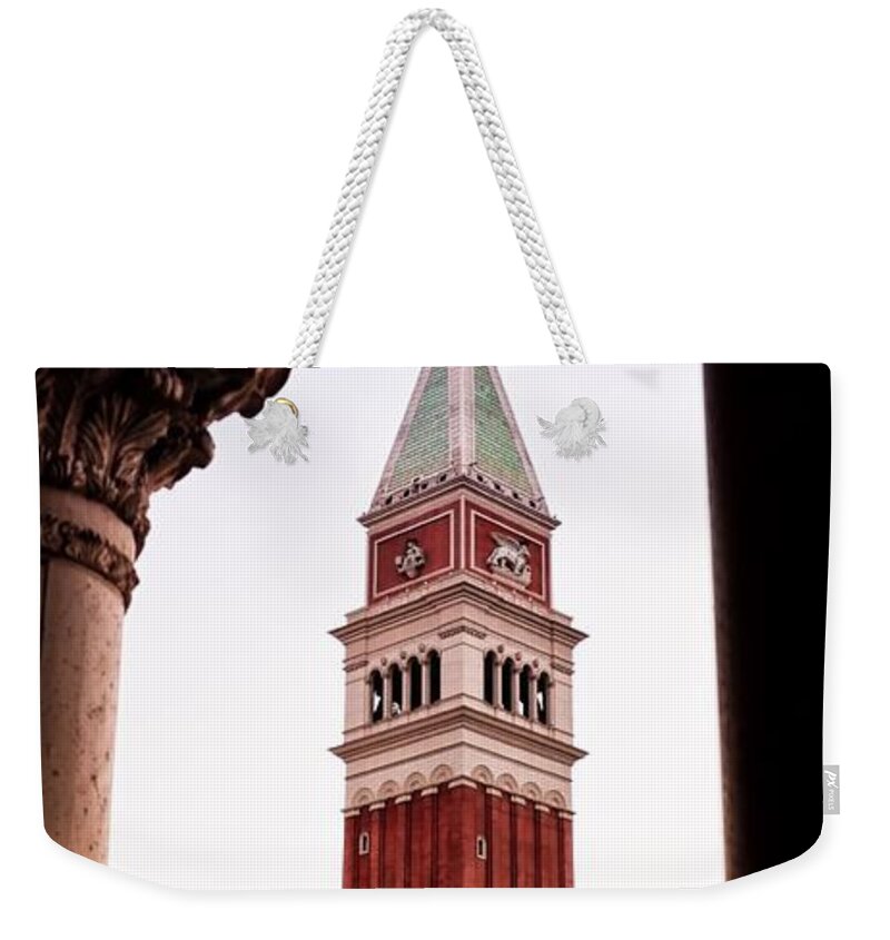 Venetian Weekender Tote Bag featuring the photograph Campanile di San Marco Bell Tower in Las Vegas by Tatiana Travelways