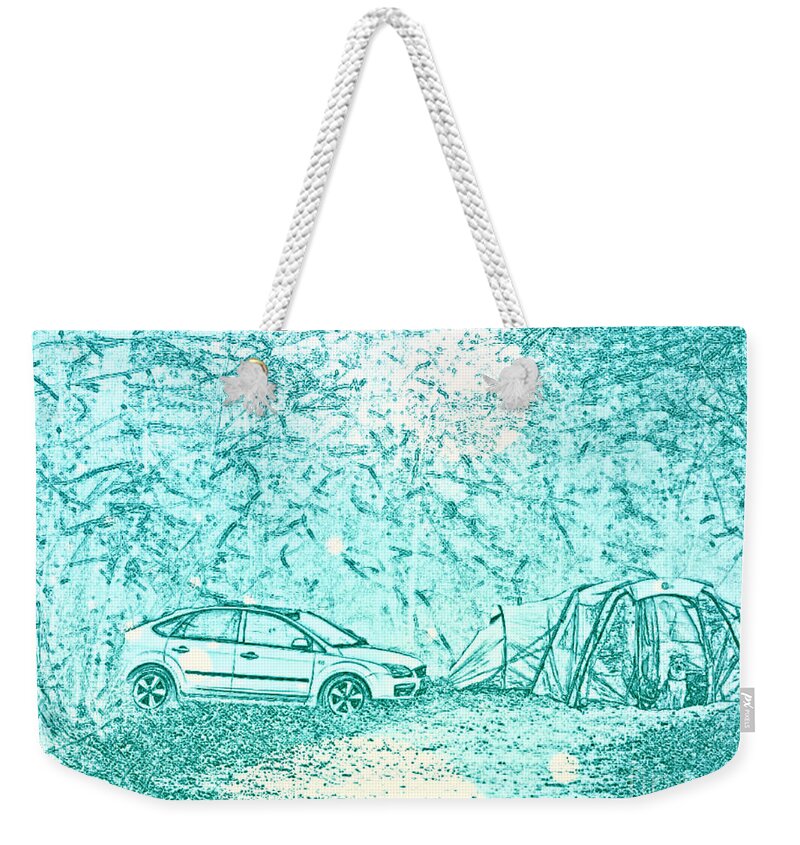 Newby Weekender Tote Bag featuring the digital art Camping By Moonlight Edit This 62 by Cindy's Creative Corner
