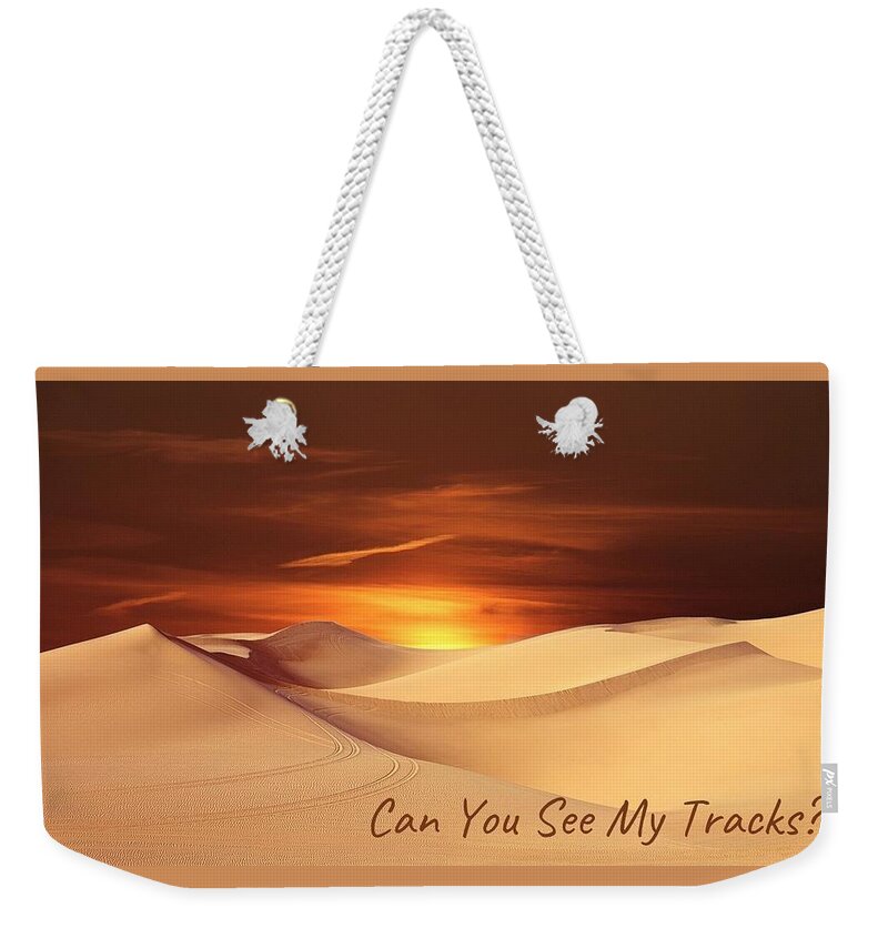Sand Weekender Tote Bag featuring the photograph Can You See My Tracks? by Nancy Ayanna Wyatt