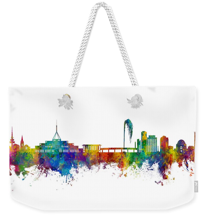 Canberra Weekender Tote Bag featuring the digital art Canberra Australia Skyline #86 by Michael Tompsett