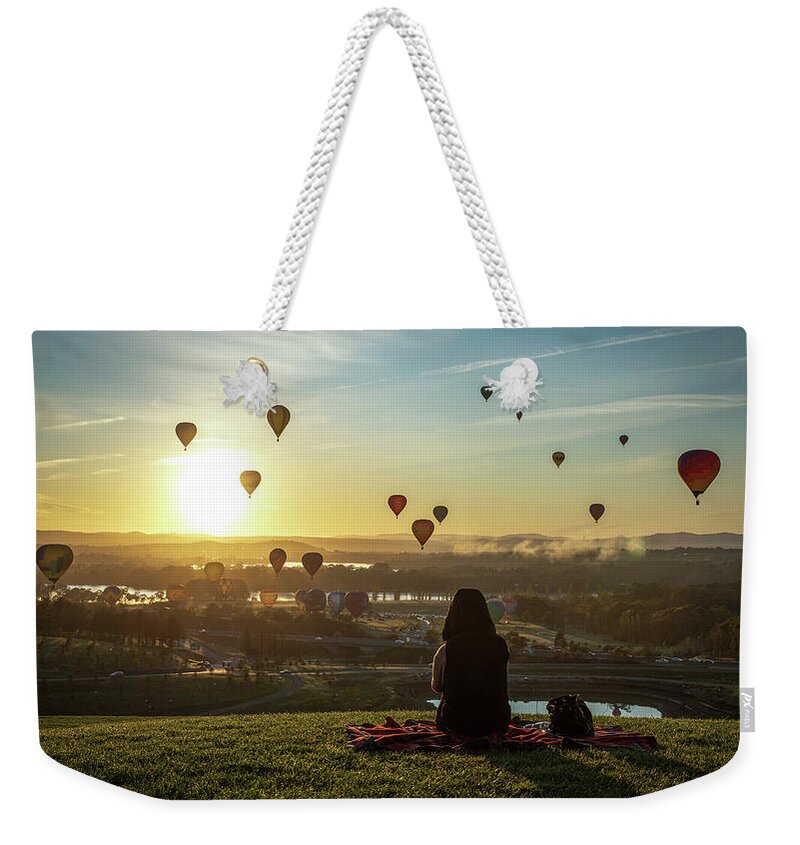Balloon Festival Weekender Tote Bag featuring the photograph Canberra Sunrise by Ari Rex