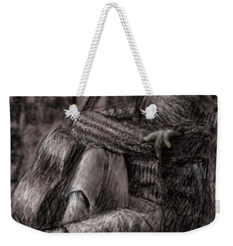 Sketch Weekender Tote Bag featuring the drawing Canceled Flight by Larry Whitler
