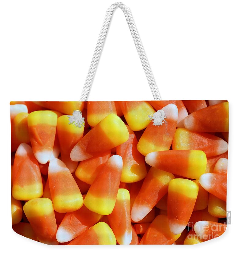 Candy Weekender Tote Bag featuring the photograph Candy Corn by Vivian Krug Cotton
