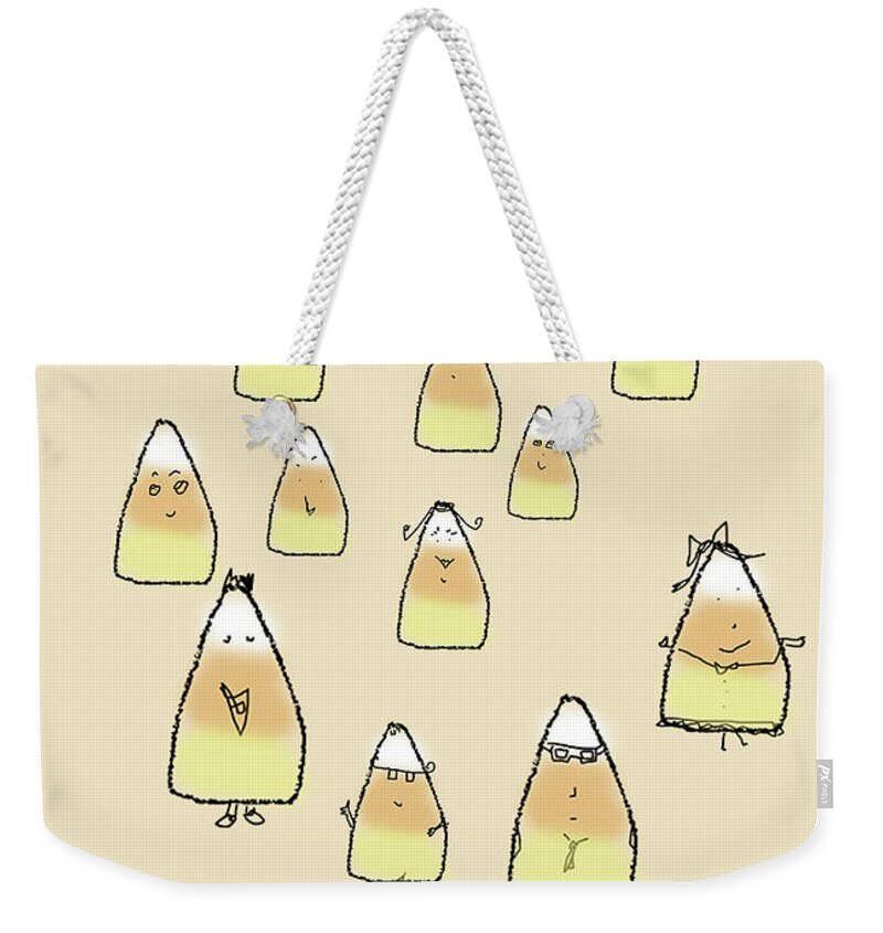 Halloween Weekender Tote Bag featuring the digital art Candycorn by Ashley Rice