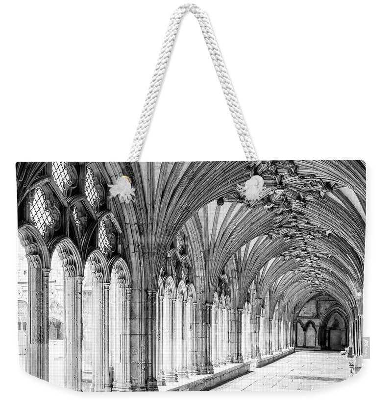 Landmark Weekender Tote Bag featuring the photograph Canterbury Cathedral Cloisters 4 by Shirley Mitchell