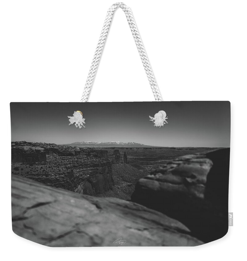  Weekender Tote Bag featuring the photograph Canyonlands BW by William Boggs