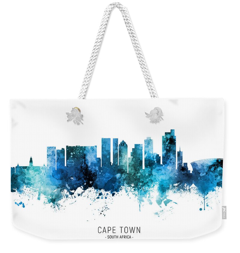 Cape Town Weekender Tote Bag featuring the digital art Cape Town South Africa Skyline #73 by Michael Tompsett