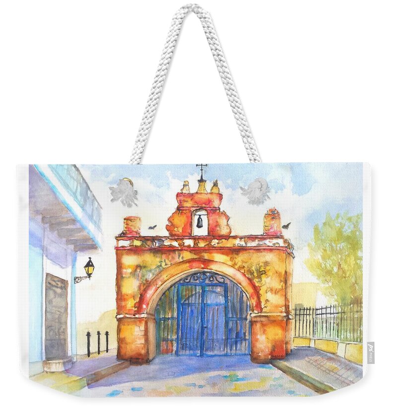 Puerto Rico Weekender Tote Bag featuring the painting Capilla del Cristo Puerto Rico by Carlin Blahnik CarlinArtWatercolor