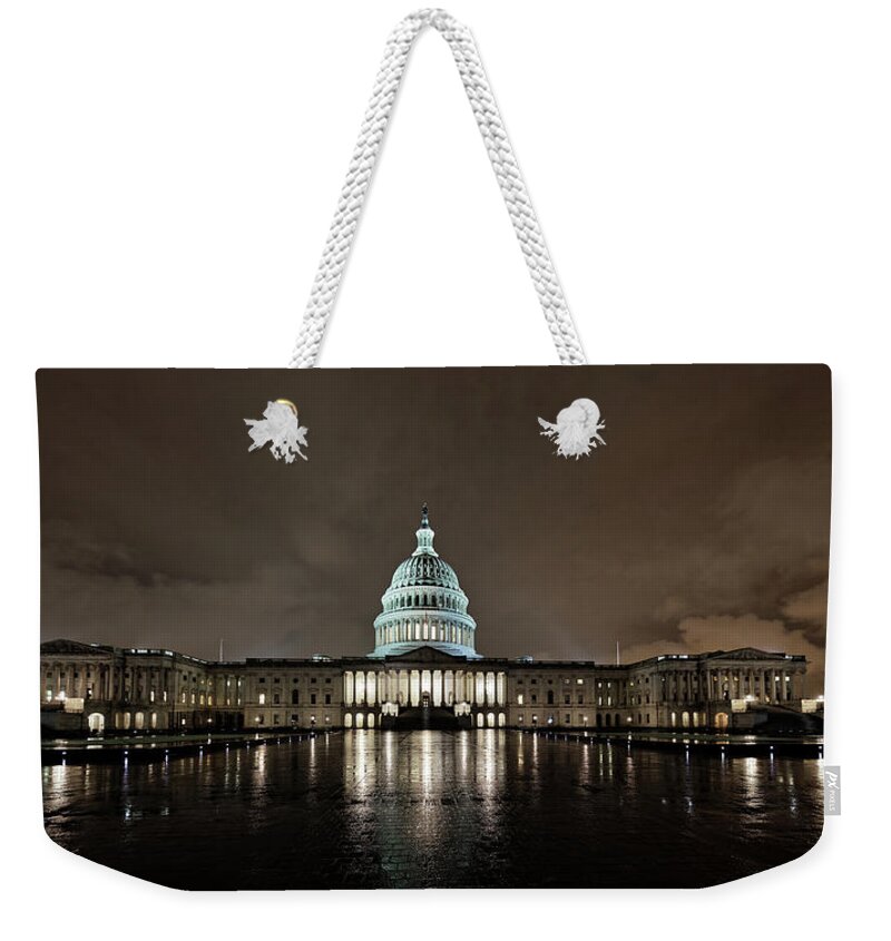 Capitol Weekender Tote Bag featuring the photograph Capitol Building Front by Doolittle Photography and Art