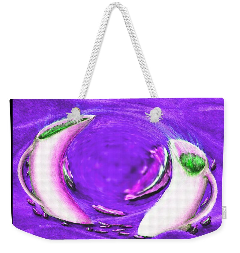 Abstract Weekender Tote Bag featuring the digital art Cappuccino Tango - Purple by Ronald Mills