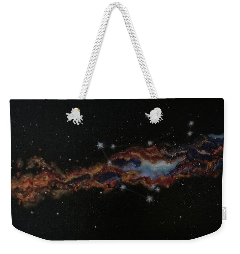 Capricorn Weekender Tote Bag featuring the painting Capricorn constellation by Neslihan Ergul Colley