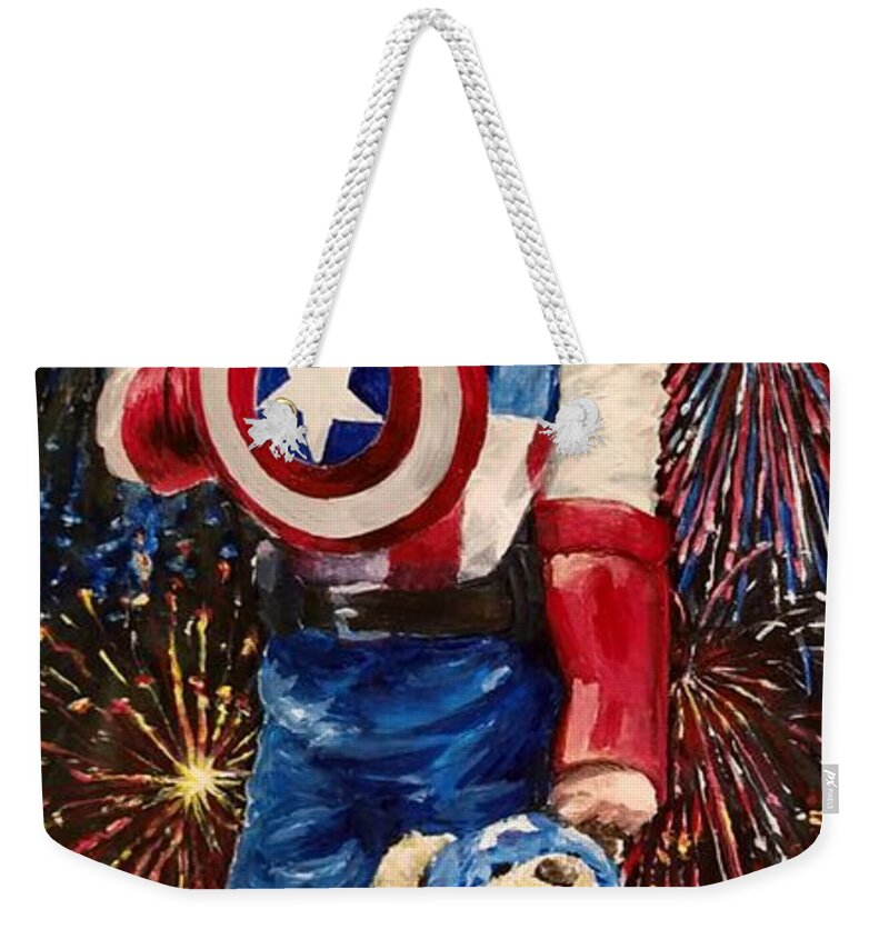 Boy Weekender Tote Bag featuring the painting Captain Altan by Merana Cadorette