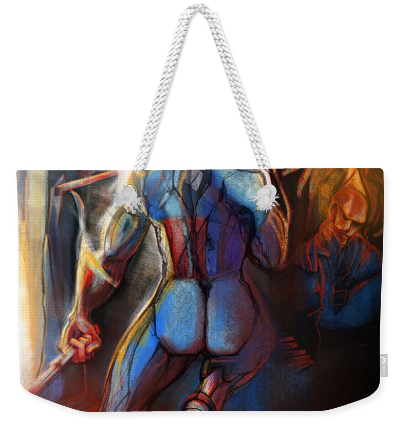 Captain America Weekender Tote Bag featuring the painting Captain America by John Gholson