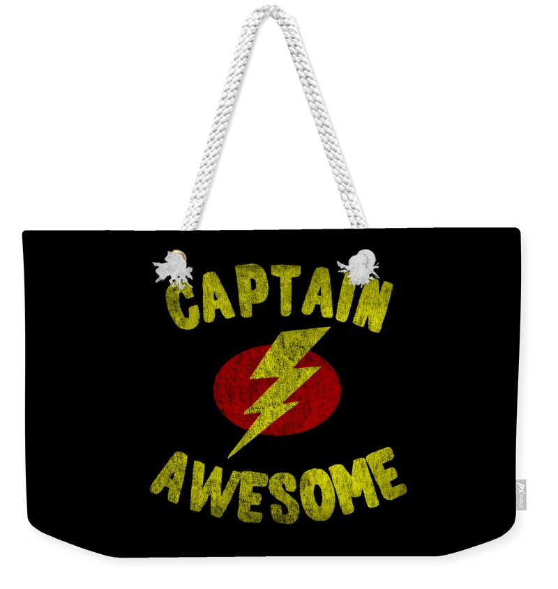 Funny Weekender Tote Bag featuring the digital art Captain Awesome Retro by Flippin Sweet Gear