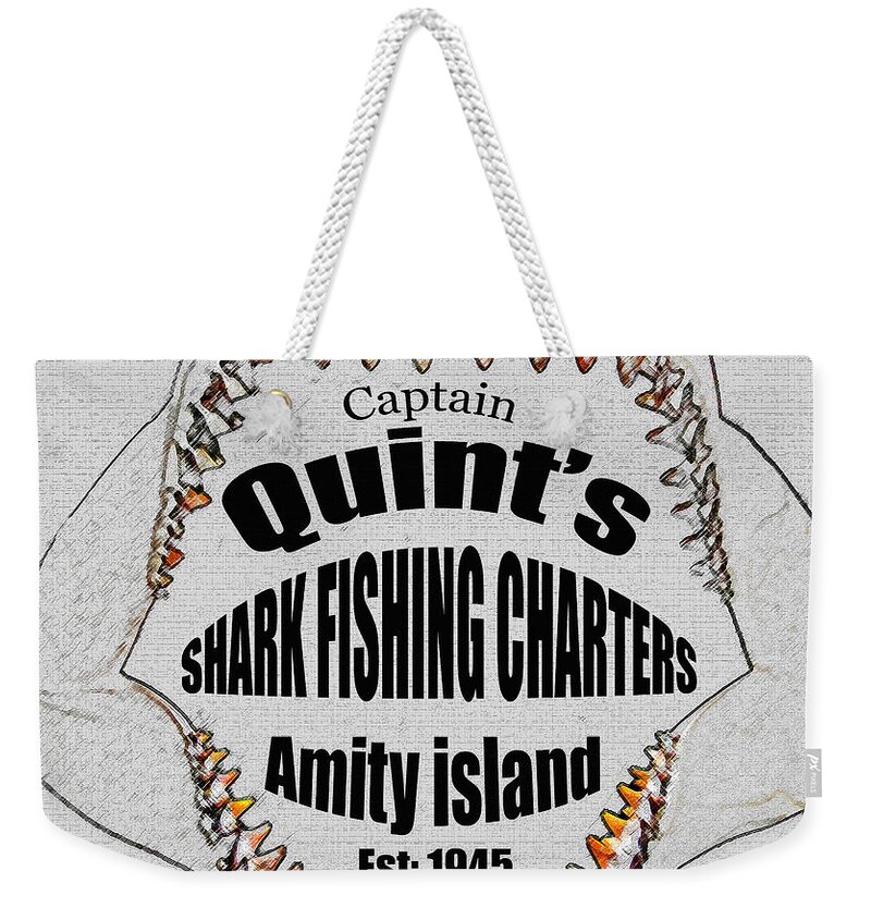 Captain Quint's shark fishing charter design A Weekender Tote Bag by David  Lee Thompson - Pixels