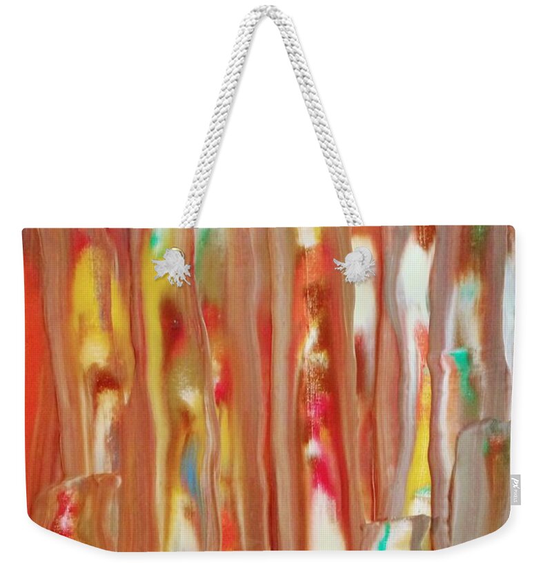 Caramel Weekender Tote Bag featuring the painting Caramel Rain by Anna Adams