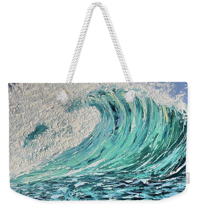 Oil Weekender Tote Bag featuring the painting Caribbean Wave by Lisa White