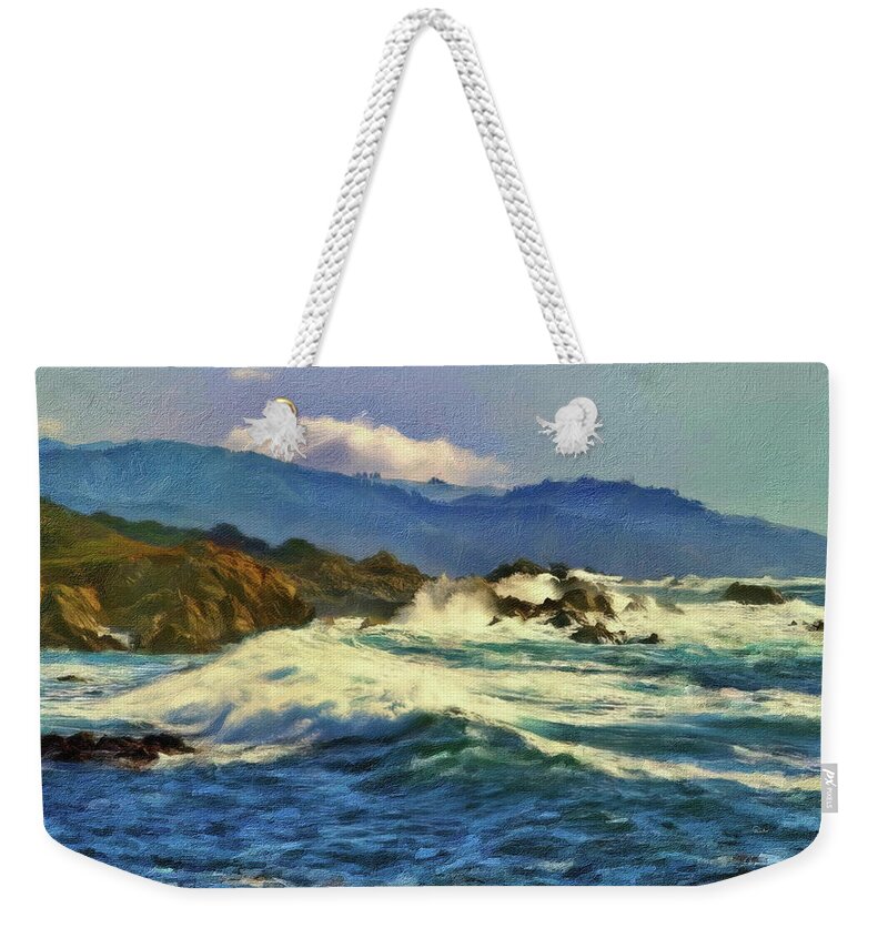Carmel By The Sea Weekender Tote Bag featuring the digital art Carmel by the Sea Coast by Russ Harris